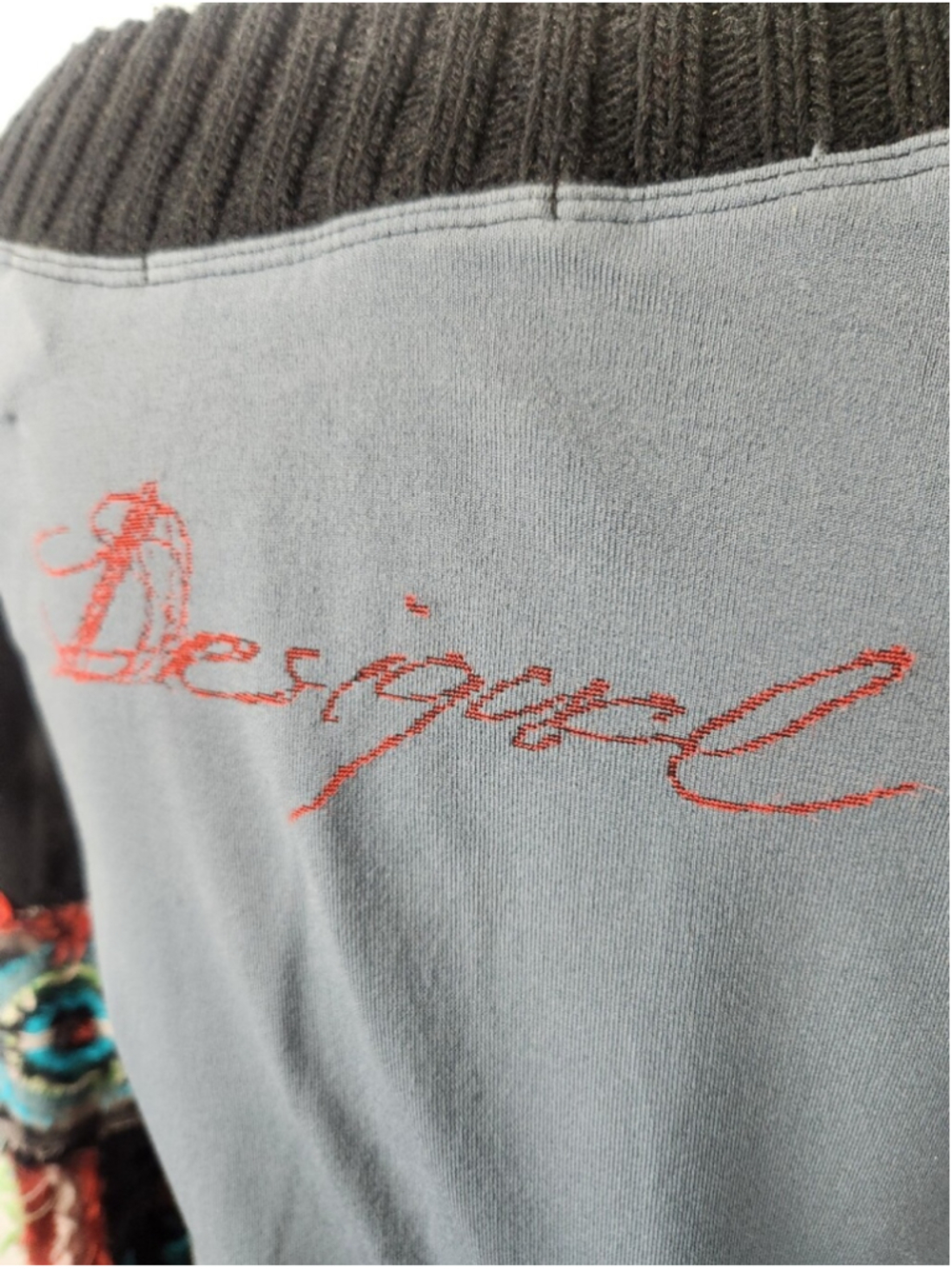 Desigual Mixed Media Long Sleeve Stretch Dress Sz M Artsy Art To Wear Grunge Y2K - Picture 7 of 15